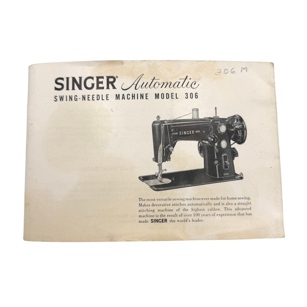 Vintage Singer Automatic Sewing Machine Instruction Manual Model 306 Guide‎
